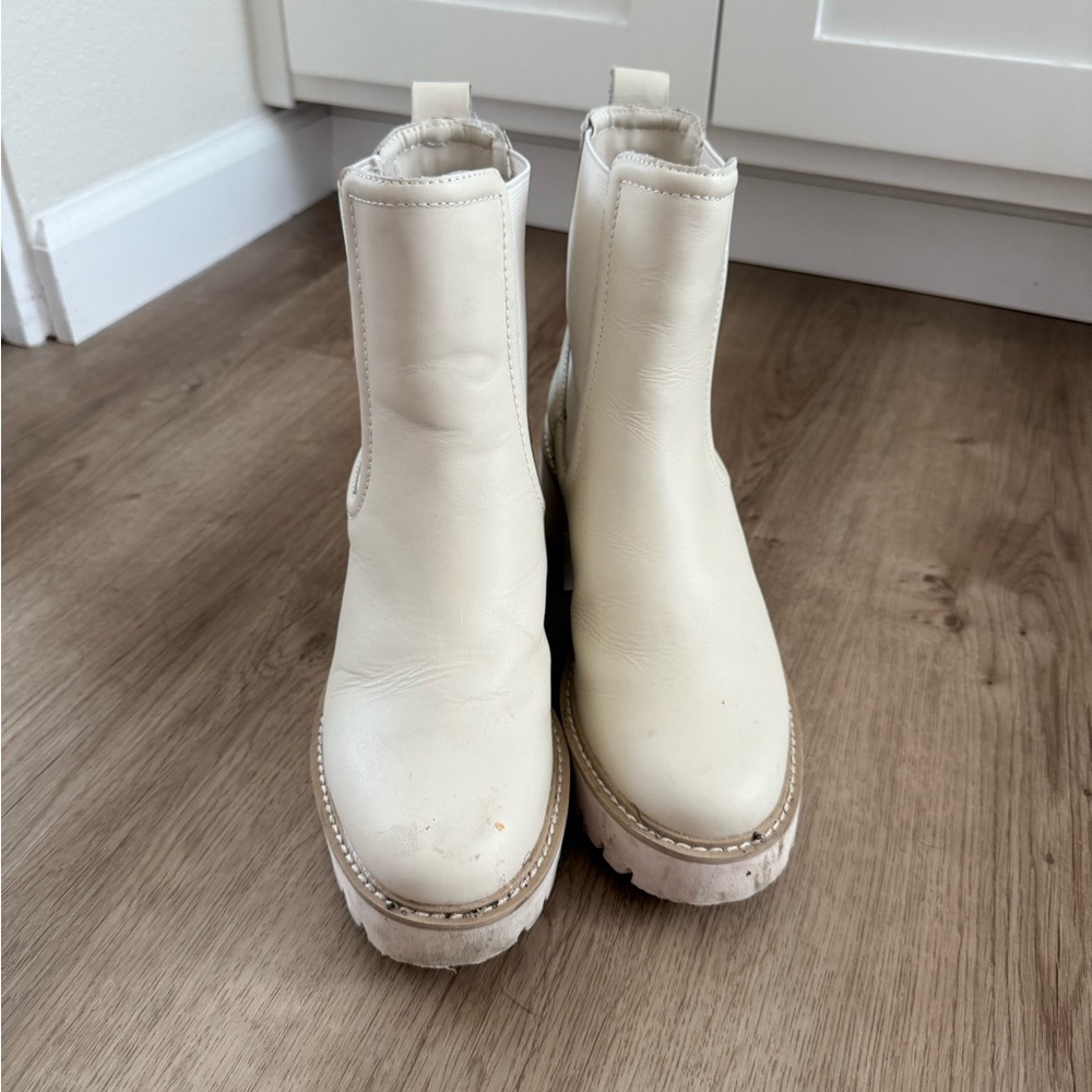 Hawk H2O Cream Leather Platform Chelsea Boots